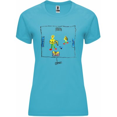 D-Shirt Triko dámské s potiskem motivu kresby POLYESTER Modrá tyrkysová