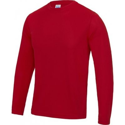 Just Cool Strečové triko na sport s dlouhým rukávem a UV ochranou červená ohnivá JC002
