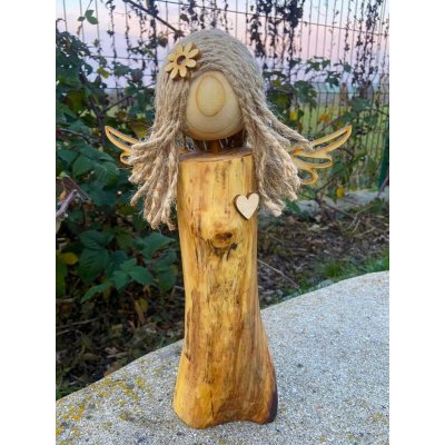 ByMonika Dřevěný anděl ruční výroba výška 30 cm Varianta: Andělka – Zboží Dáma