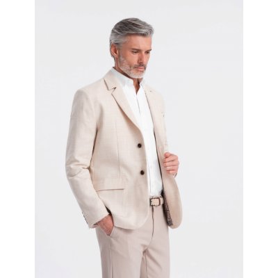Ombre Men's REGULAR cut jacket with linen light beige krémová – Zboží Dáma