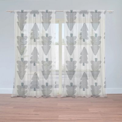 Sablio Záclony Šedé stromky: 2ks 150x250cm – Zboží Mobilmania
