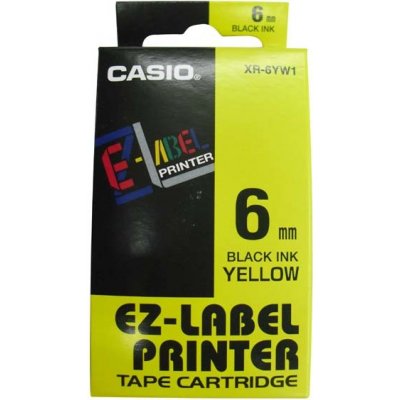 Páska do tiskárny štítků Casio XR-6YW1, 6mm, černý tisk/žlutý podklad, originál – Hledejceny.cz
