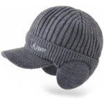 Zimní čepice s kšiltem a náušníky Šedá – Hledejceny.cz