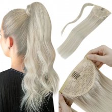 Rovný culík s omotávkou - pravé vlasy - 40cm - mnoho barev a melírů 101 - blond do bíla