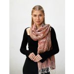 Hedvábná šála smetanová s červenou – Sleviste.cz