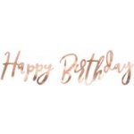 Závěsný baner Happy B-day růžovozlatý 6.5x62cm – Zboží Mobilmania