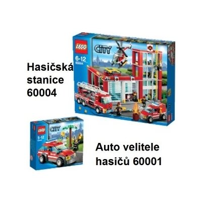 LEGO® set City 60001 Auto velitele hasičů + City 60004 Hasičská stanice od  1 719 Kč - Heureka.cz