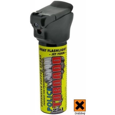 Pepřový sprej - Sprejová svítilna POLICE TORNADO 45ml 360° – Sleviste.cz