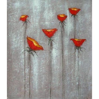Obraz - Červená kvítka 60 cm x 50 cm – Zboží Mobilmania