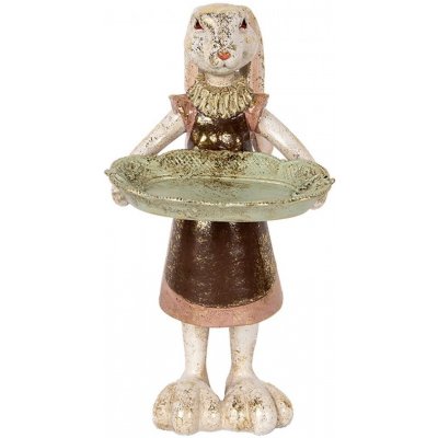 Dekorace figurka zajíc s podnosem a zlatou patinou - 15*15*29 cm – Hledejceny.cz
