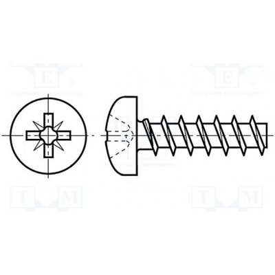 BOSSARD 3033896 Vrut; pro plasty; 2,2x8; Hlava: válcová; Pozidriv; PZ1; ocel; zinek – Hledejceny.cz
