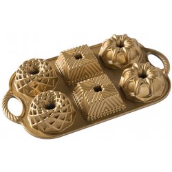 Nordic Ware forma na 6 malých bábovek Geo Bundtlette zlatá 6x160 ml