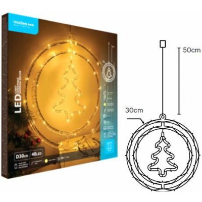 Modee ML-C3007 48LED D30cm stromek v kruhu vánoční dekorace pro okno, 3xAA teplá IP20 352731,00 – Hledejceny.cz