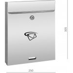 Poštovní schránka (305x250x60 mm), vhoz (20x240 mm) max. formát listu: A4, leštěná nerez /AISI304 – Hledejceny.cz