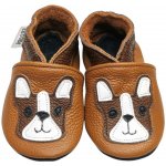 Ebooba kožené capáčky s koženou podrážkou hnědý buldoček na hnědé – Zboží Mobilmania