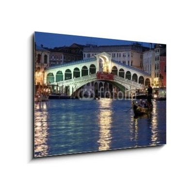 Obraz 1D - 100 x 70 cm - Le pont du rialto et gondole de nuit venice rialto grand kanál – Zboží Mobilmania