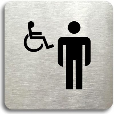 Accept Piktogram "WC muži, invalidé" (80 × 80 mm) (stříbrná tabulka - černý tisk bez rámečku)