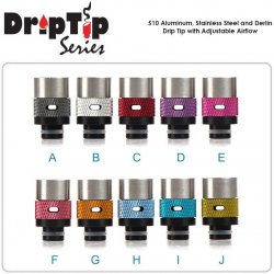 Green Sound 510 Aluminum Stainless Steel and Derlin Drip Tip with Adjustable Airflow Typ J Gold 1ks