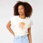 RIP CURL BELLA PALM TEE 03FWTE_3021 Béžový – Sleviste.cz