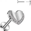 Piercing Šperky4U piercing do brady srdce PUSH IN labreta LB1126