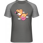 MyMate prodloužené triko MY111 Design se srdíčkem a psem Grey Solid Heather Grey – Sleviste.cz