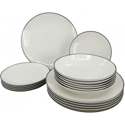 by inspire sada talířů Linea Black černá linka 18 ks – Zbozi.Blesk.cz