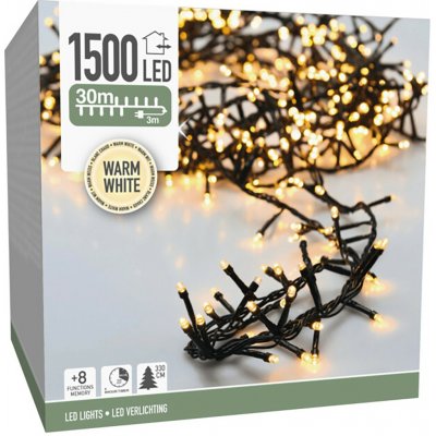 Koopman LED světelný řetěz 1500 LED teplá bílá, IP44, zelený, 33 m – Hledejceny.cz