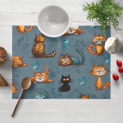 Biante Dětské bavlna prostírání Sandra SA-705 Kočičí parta na tmavě šedomodrém 30x40 cm – Sleviste.cz