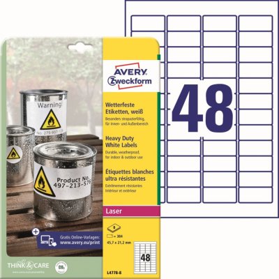 Avery Zweckform L4778-8 Odolné PET etikety 45,7x21,2mm 384 ks bílá – Zboží Mobilmania