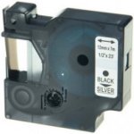 Kompatibilní páska s Dymo 45022, S0720620, 12 mm x 7 m černý tisk / stříbrný podklad – Zboží Živě