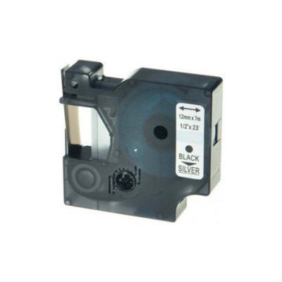 Kompatibilní páska s Dymo 45022, S0720620, 12 mm x 7 m černý tisk / stříbrný podklad – Zboží Živě