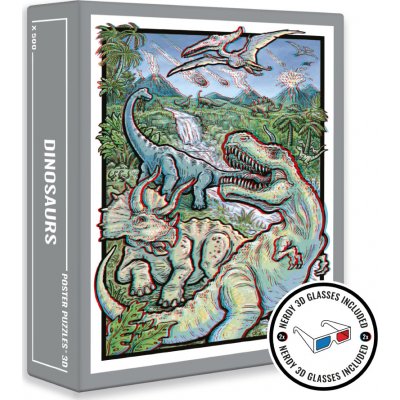 CLOUDBERRIES Puzzle Dinosaurs 3D s brýlemi 500 ks – Hledejceny.cz