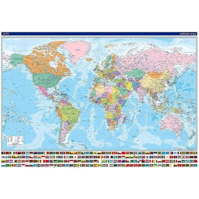 Svět politický v češtině - nástěnná mapa 136 x 96 cm - laminovaná s 2 lištami – Zbozi.Blesk.cz