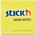Bloček samolepicí Stick'n Hopax, 76x76 mm, neonově žlutý, 100 lístků – Hledejceny.cz