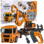 Majlo Toys Šroubovací nákladní auto s bagrem a vrtačkou na baterie DIY Trailer – Hledejceny.cz