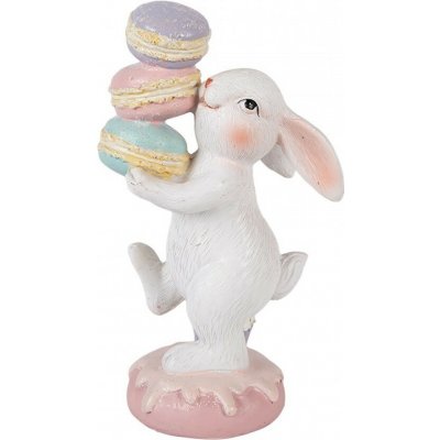 Clayre & Eef Dekorace bílý králík nesoucí makronky - 8*6*14 cm – Hledejceny.cz
