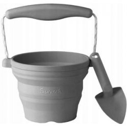 Scrunch silikonový skládací kbelíček na písek s lopatkou Šedá
