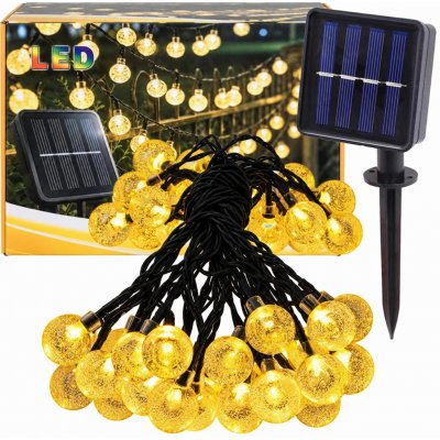 Real Home Zahradní vánoční světelná girlanda s kuličkami, solární, 50 LED, řetěz 7,5 m – Hledejceny.cz