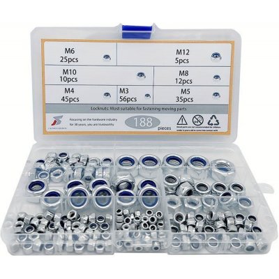 Matice metrické samozajišťovací, sada 188ks (M3-M12) – Zbozi.Blesk.cz