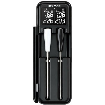 Helmer TM 28 Kuchyňský teploměr, bezdrátový, dvě duální sondy, LCD displej, -10–100°C, Bluetooth, Android, iOS, dosah až 100m, černý Hlmtm28 – Sleviste.cz