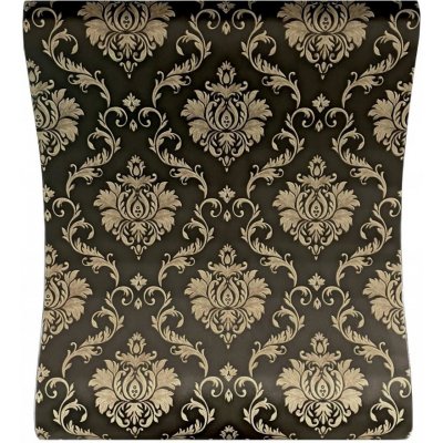 IMPOL TRADE 9433 Samolepící tapety zámecký vzor zlatý na černém podkladu 45 cm x 10 m – Hledejceny.cz