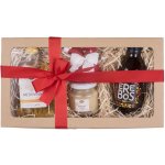 Pleva Medové omámení Medovina z lipového medu 0,2 l, Kakaové boby v medu 250 g, Přírodní energetický drink Erebos Honey 250 ml, Bylinný pytlíček s levandulí 1 ks, dárková sada – Zboží Dáma