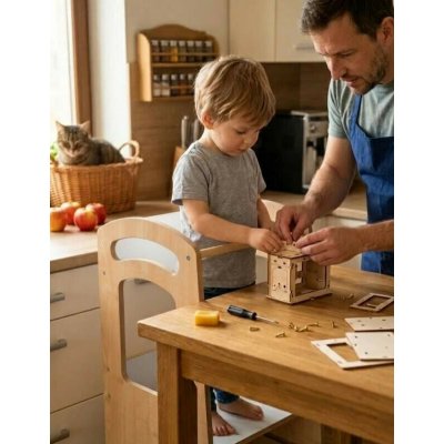 CZ Montessori rostoucí dětská učící věž 3v1 THOMAS Maple / White – Hledejceny.cz