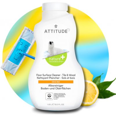 ATTITUDE Nature+ Čistič na podlahy a dřevo s vůní citronové kůry 1040 ml – Hledejceny.cz