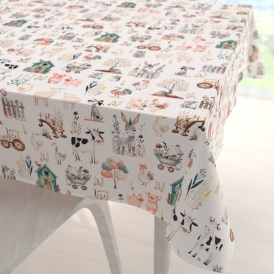 Biante bavlna čtvercový ubrus Sandra SA-563 Zvířátka na farmě na bílém 140x140 cm – Zboží Dáma