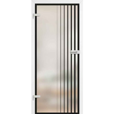 Erkado Celoskleněné dveře Graf 41 mléčné sklo s černými vzory 60 x 197 cm – Zboží Mobilmania