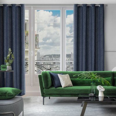 Pierre Cardin ZÁVĚS NA KROUŽCÍCH PIERRE CARDIN INGA 140X250 CM TMAVĚMODRÁ – Hledejceny.cz