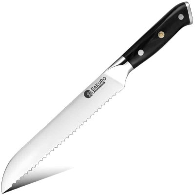 SaKuRo Kuchyňský nůž na pečivo Hanzo Black DE 20 cm – Sleviste.cz