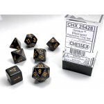Set 7 RPG kostek černé se zlatými čísly – Sleviste.cz