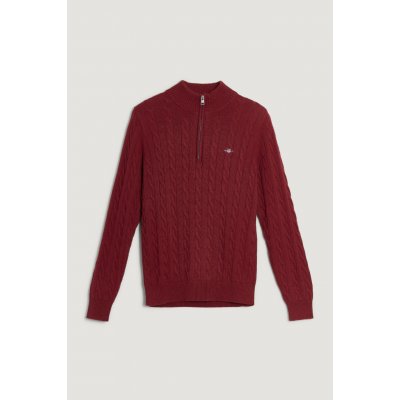 Gant Cotton Cable Half Zip Plumped Red – Zboží Mobilmania